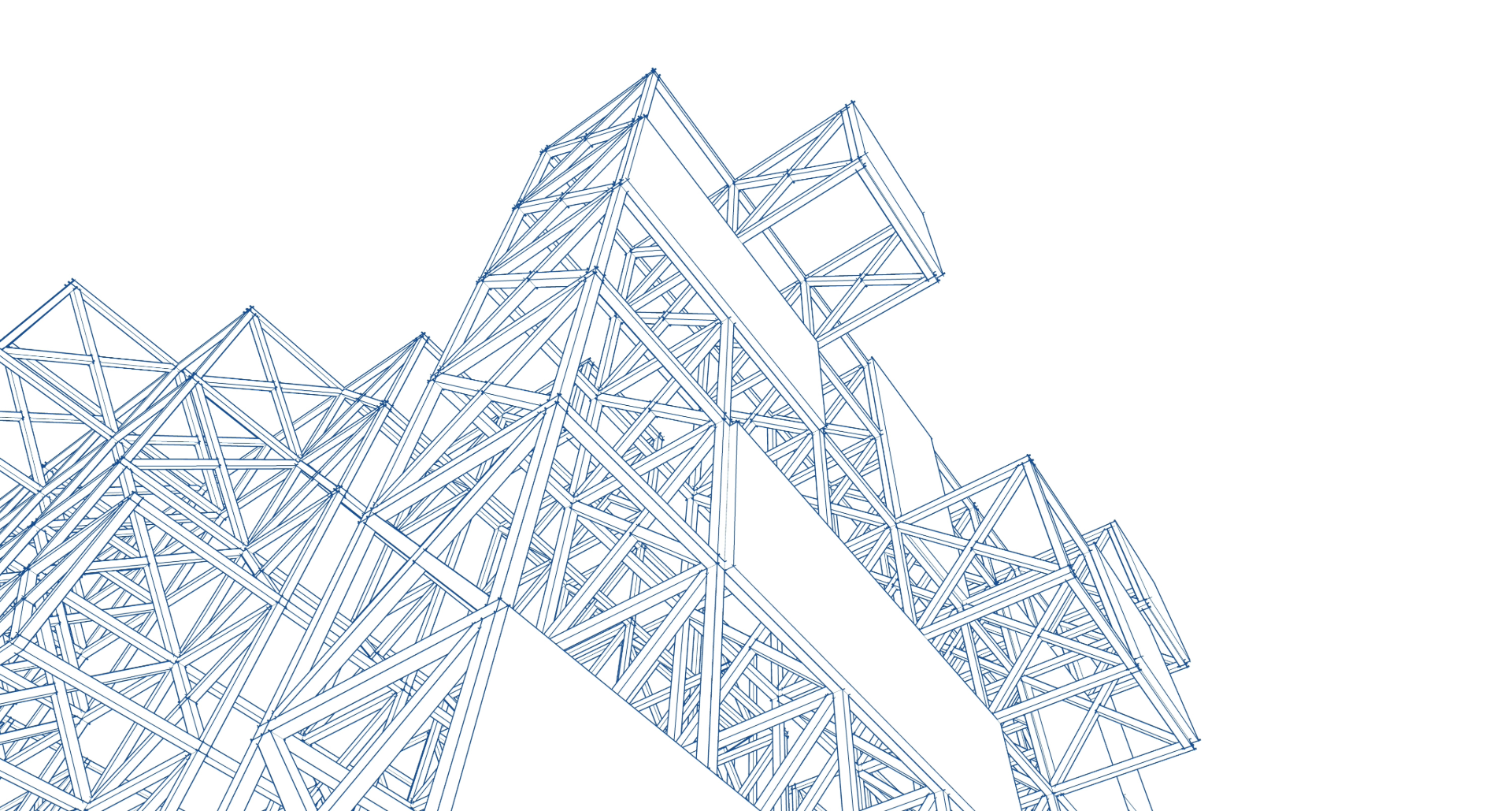 3D wireframe illustration of a steel building frame
