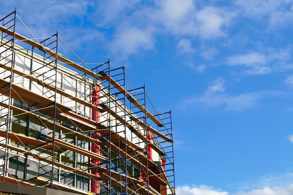 Structural steel framing during a facility renovation