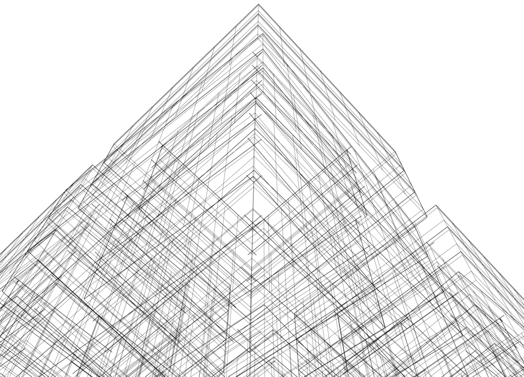 3D line illustration of a steel framing structure
